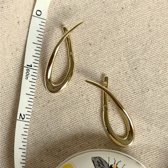 Modern Huggie Earrings 14k Gold Plated Luxury Design Earrings - Picture 7 of 12